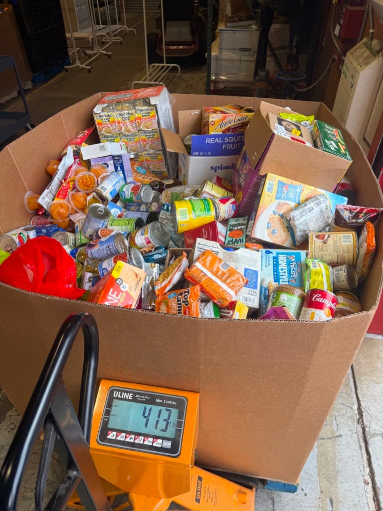 Box of 413 lbs of collected food items